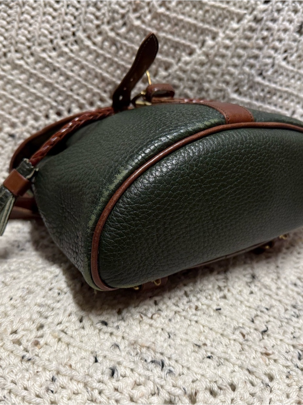 Vintage Dooney & Bourke Ivy Green Tassel Backpack - Picture 5 of 13